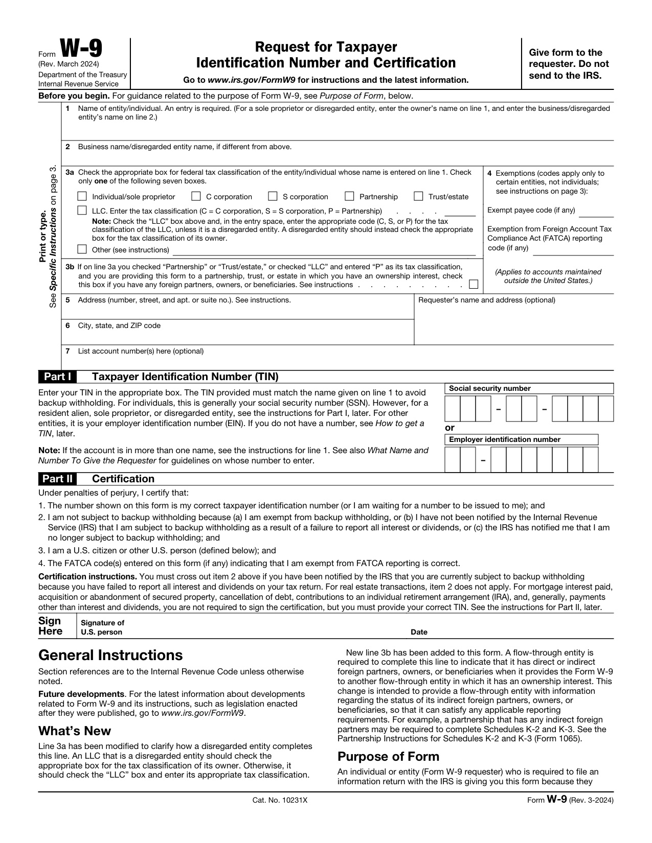 W-9 Form 2024-2025 form preview